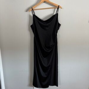 Lulu's Classic Black Cocktail Midi Dress